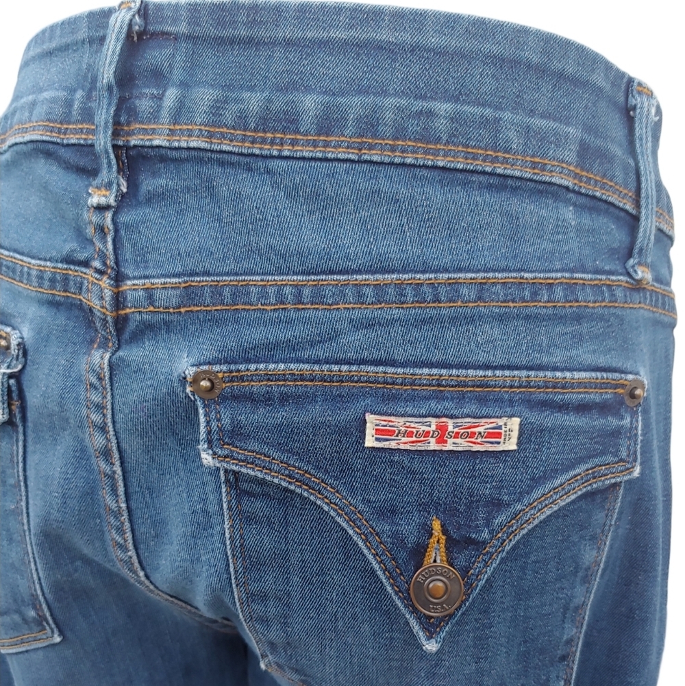 Hudson Flap Pocket Bootleg Blue Jeans Mid Wash Denim Women's size 30 - Picture 3 of 17